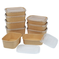 Conteneur jetable écologique en kraft anti-graisse et compatible micro-ondes pour sushis, nouilles, frites - Boîte à lunch OEM
