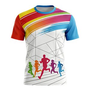 Custom Unisex Running T-Shirt Sublimated Gradient Color Crew Neck Short Sleeve Moisture Wicking Polyester Sport Top - Product Image 4