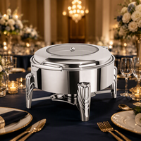 Fournitures pour restaurants et hôtels 	 Réchaud de buffet rond moderne en acier inoxydable 6 L pour buffet