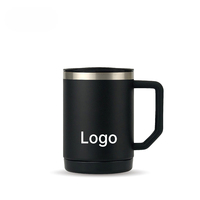 Mug de table isotherme à double paroi en acier inoxydable avec revêtement intérieur en céramique, couvercle à glissière et poignée ergonomique
