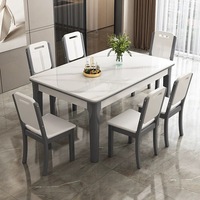 Ensemble Table à Manger et Chaises de Luxe Moderne Rectangulaire en Marbre et Bois Massif, 4 à 6 Places, pour Cuisine, Restaurant – Modèles de Mobilier