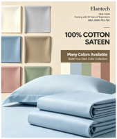 Parure de lit unie 100 % coton satiné, comprenant couette et drap-housse, pour hôtels et maisons (vente en gros)