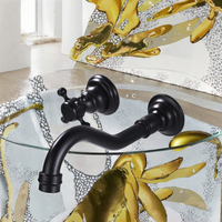 Robinet de bain et de douche à double poignée en laiton au design moderne noir mitigeur de robinet de salle de bain mural