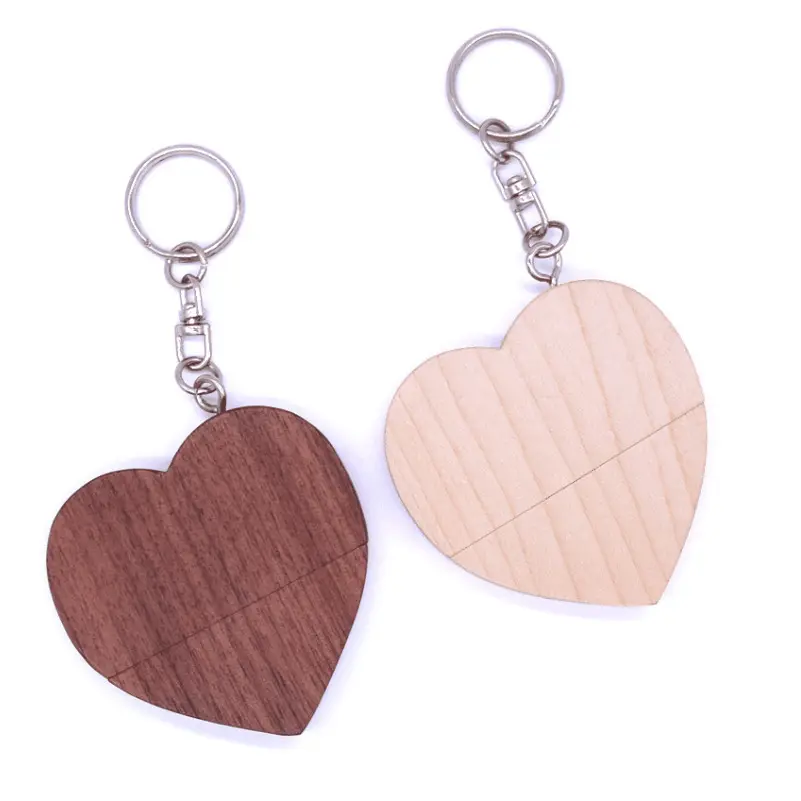 2023 New Wedding Gift Heart Shape Wood Usb 2Gb Pen Drive 4Gb 8Gb Wooden heart usb disk 32GB bamboo heart pendrive