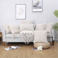 Housse de coussin en macramé bohème tissée, fermeture à cordon, polyester/coton écologique pour la décoration de la maison
