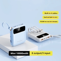 Power Bank Mini portabel QC3.0, Power Bank Mini portabel 10000mAh kabel isi daya Cepat 22.5w PD 20w, Output USB-C, tampilan Led 10000mah