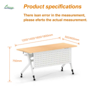 Bureau de formation mobile pliable sur roulettes, table de conférence pliable pour les salles de formation scolaires et professionnelles