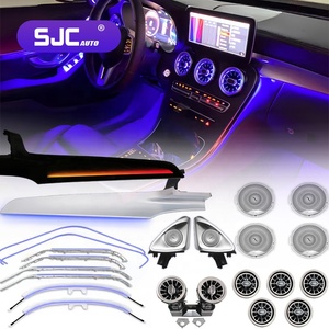Kit Lumière Ambiante LED SJC pour Voiture <span class=keywords><strong>Mercedes</strong></span> Benz Classe C GLC W205 X253 2015-2022 Conduite à Gauche/Droite, Éclairage Intérieur LED Type Turbo 64 Couleurs - Product Image 1