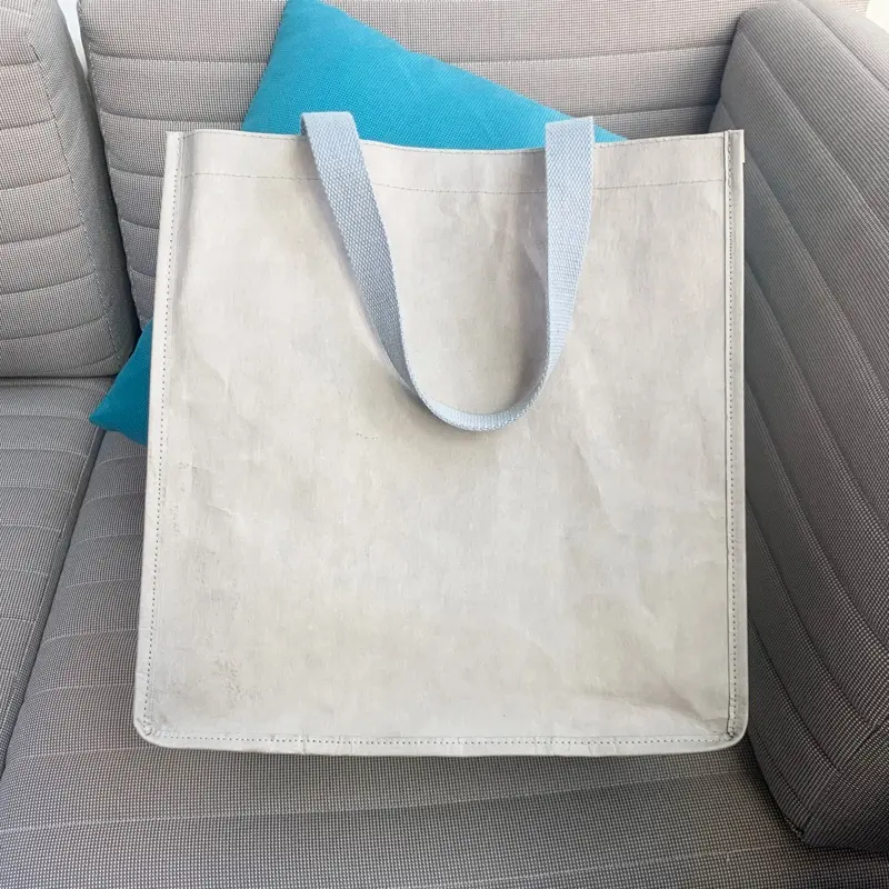 नया फैशन क्राफ्ट पेपर ग्रे वॉशेबल टोट बैग किराना शोल्डर मशीन बड़ा ईसीओ फ्रेंडली महिला शॉपिंग बैग