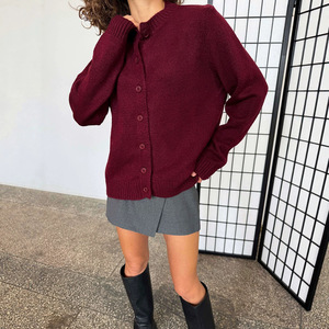 Cardigan en maille pour femme, coupe ample, col rond, boutonnage frontal, décontracté, mode automne 2026 - Product Image 3