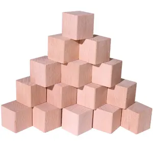 天然 beech 木立方体 60毫米未完成的立方体块