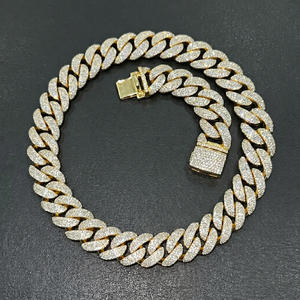 สร้อยคอผู้ชายแบบโซ่คิวบาชุบเงินแท้ SV JEWELS ประดับเพชรแบบไมโครเพฟ สไตล์ฮิปฮอป ได้รับการรับรองจาก IGI ผลิตจากโลหะผสมสังกะสี เหมาะสำหรับงานปาร์ตี้ - Product Image 1