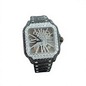 New Trendy High Quality VVS Moissanite Stainless Steel <b>Watches</b> with Bracelet Clasp <b>Iced</b> <b>Out</b> Design for Gift - Product Image 1