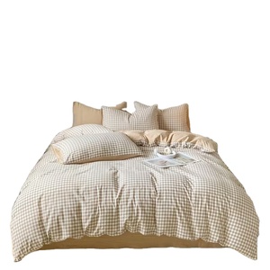 Ensemble <span class=keywords><strong>de</strong></span> <span class=keywords><strong>housse</strong></span> <span class=keywords><strong>de</strong></span> <span class=keywords><strong>couette</strong></span> moderne à carreaux Collection <span class=keywords><strong>de</strong></span> linge <span class=keywords><strong>de</strong></span> lit en coton <span class=keywords><strong>lavé</strong></span> ultra doux pour enfants/adultes prêt à envoyer des techniques <span class=keywords><strong>de</strong></span> fermeture éclair - Product Image 1