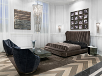 Lit en bois et velours personnalisé, de luxe, pour villa