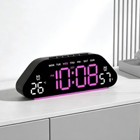 Reloj Despertador Digital LED Simple de Plástico Silencioso para Sala de Estar, Multifuncional, con Pantalla Grande de Temperatura y Humedad
