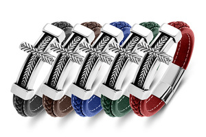 Fashion Jewelry <b>Bracelet</b> Bangle For Women Fine Jewelry <b>Bracelet</b> Bangle Stainless Steel Jewelry <b>Bracelet</b> Jewellery <b>Leather</b> Cross - Product Image 2