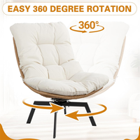 Haute qualité 360 °   Fauteuils de salon rotatifs pour patio, chaise pivotante en rotin tressé pour salon, chambre, jardin, balcon