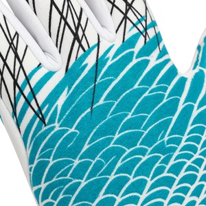 Gants de gardien de but de football avec paume en silicone bleu sarcelle, sangle de poignet réglable, protection complète des doigts - Product Image 2