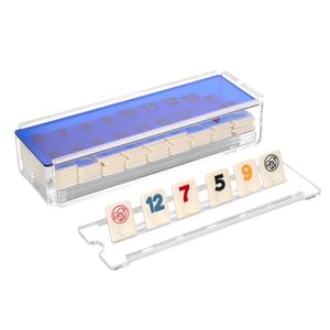 Étui acrylique Original Blue Rummy Game 106 Tiles <span class=keywords><strong>Mahjong</strong></span> Digital Turkish Game Lucite Rummy Game For Party - Product Image 5