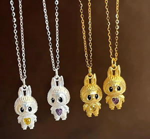 <span class=keywords><strong>Collier</strong></span> tendance pour femme, design mignon <span class=keywords><strong>L</strong></span> a Bu Bu, avec chaîne plaquée or exquise pour un style branché - Product Image 1
