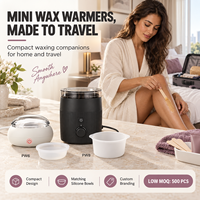 Chauffe-cire portable mini pour l'épilation, bol en silicone, couvercle transparent, chauffe rapide, pour voyage et maison, pour femmes et hommes, jambes et bras