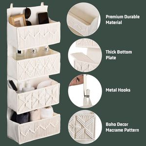 4 Tier Over the Door Storage Organizer Boho Decor Hanging Storage Organizer Macrame Nursery Storage - Product Image 4