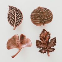 Kenop Lemari Dapur & Laci Lemari Pakaian Modern Gingko Maple Oak Leaves Union, Gagang Kabinet dari Paduan Seng Warna Hitam Perunggu