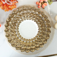 Assiettes de présentation de mariage en céramique avec bordure dorée, style Phnom Penh Rose, pour restaurant et hôtel