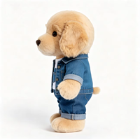 Jouet en peluche doré personnalisé pour chien avec veste en jean et salopette, jouet super doux et confortable, animal en peluche, poupée en peluche pour chien