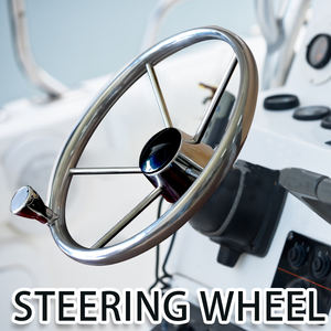 Volante marino de acero inoxidable estilo destructor de 5 radios para barco marino - Product Image 5