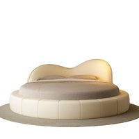 Doppelbett Neues Cremefarbenes Modernes Einfaches Luxuriöses Hauptschlafzimmer Hochzeitsbett Hotel Massivholz Stoffbezogenes Softbett
