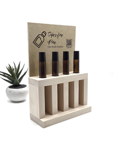 Présentoir en bois multi-tailles pour flacons roll-on 10 ml, tubes de baume à lèvres Kraft et tubes de rouge à lèvres/huile, avec trous de 22 mm, personnalisable - Product Image 3
