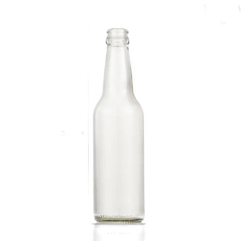 Botol kosong bening botol gelas minuman keras 200Ml 250Ml leher bulat sampanye botol bir minuman lembut dengan topi mahkota