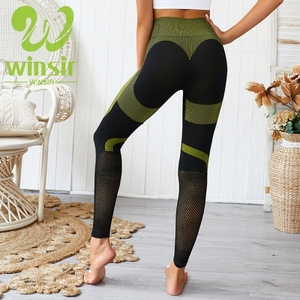 fabricante de ropa deportiva Calza Chupín Tiro Alto <span class=keywords><strong>Bicolor</strong></span> Fitness yoga Supplex Lycra malla Yoga sin costura Leggins mujeres - Product Image 6