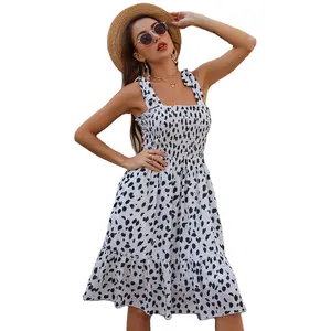 European and American summer new style printed suspender dress Slim women's skirt daily casual dress