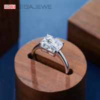 GIGAJEWE Bague en or blanc D Couleur 3.5ct 7*9mm Pixel Cut 9K/14K/18K Bague Moissanite, Bague Moissanite, Bague de fiançailles