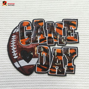 2025年新作 カスタム タイガー柄 サッカー スパンコール シェニール ゲームデー 大きめ グリッター 刺繍 アイロン接着 ワッペン 衣類用 - Product Image 3