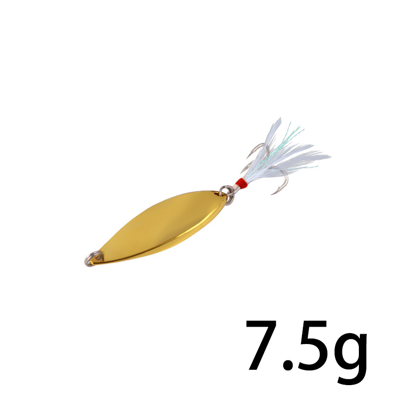 Crochet à rainure de sang en plumes dorées de 7,5 g