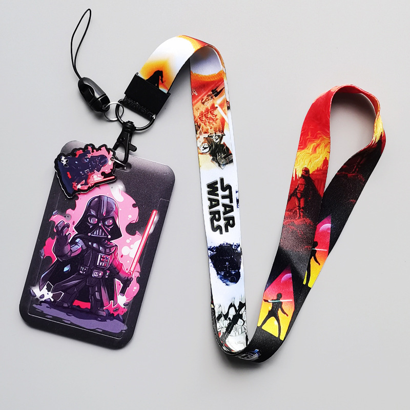 Cool Cartoon Star Darth Vader Wars Card Case Cover Promotional Gifts Student Bus ID Name Badge Card Holder Custom Lanyards Image 2