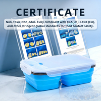 Boîte à lunch pliable en silicone à 3 compartiments, écologique, avec couvercle en plastique, compatible micro-ondes, durable et réutilisable – Offre Spéciale