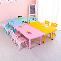Ensemble de table et chaises rectangulaires en plastique pour enfants, pour 6 personnes, design de dessin animé, tables de jeu pour la maternelle, la garderie