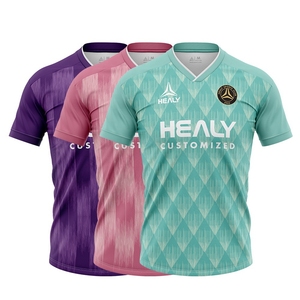 เสื้อยืดฟุตบอลทรงสลิมฟิตสำหรับผู้ชายเสื้อยืดผ้าโพลีเอสเตอร์แบบระเหิดออกแบบได้ตามต้องการการถ่ายเทความร้อนสำหรับเสื้อยืด - Product Image 1