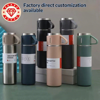 Bouteille isotherme en acier inoxydable 201 pour le voyage, avec infuseur à thé, trois couvercles, double usage, entièrement en acier, design moderne et minimaliste