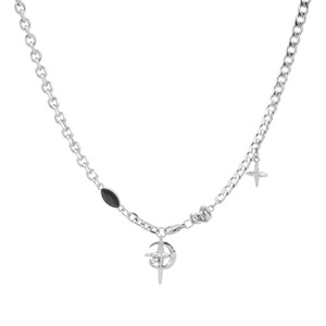 2026 Hot Selling Exquisite Star Moon Shaped Pendant Necklace Fashionable <b>Titanium</b> Steel Unisex's Necklaces Wholesale Jewelry - Product Image 6