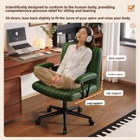 Kursi Komputer Ergonomis yang Dapat Disesuaikan Ketinggiannya, Sandaran Tangan Tetap, Alas Lima Bintang, Rangka Kayu, Minimalis Modern untuk Kantor