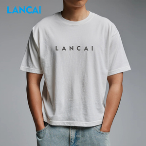 Camisetas Lisas Extra Grandes al por Mayor Lancai, Camisetas de Lujo con Hombros Caídos, 100% Algodón, 210 g/m², Camisetas Holgadas para Hombre - Product Image 2
