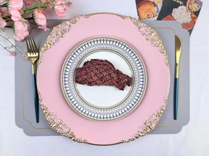 Assiettes décoratives de Noël en PP faites à la main de style américain, motif uni, design rétro de luxe léger, lavables au <span class=keywords><strong>lave</strong></span>-<span class=keywords><strong>vaisselle</strong></span>, qualité alimentaire, Royal - Product Image 3