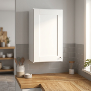 Gabinete Bajo de Cocina Moderno, Rectangular, de MDF Pintado en Blanco, con 1 Cajón y 2 Puertas Lacadas, para Montar en la Pared, Profundidad de 24-29.9 Pulgadas - Product Image 3