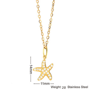 Atacado: Colar de Luxo Banhado a Ouro 18K com Pingente de Estrela-do-mar e Tartaruga em Aço Inoxidável 316 e Corrente O-<span class=keywords><strong>Ring</strong></span> - Product Image 5